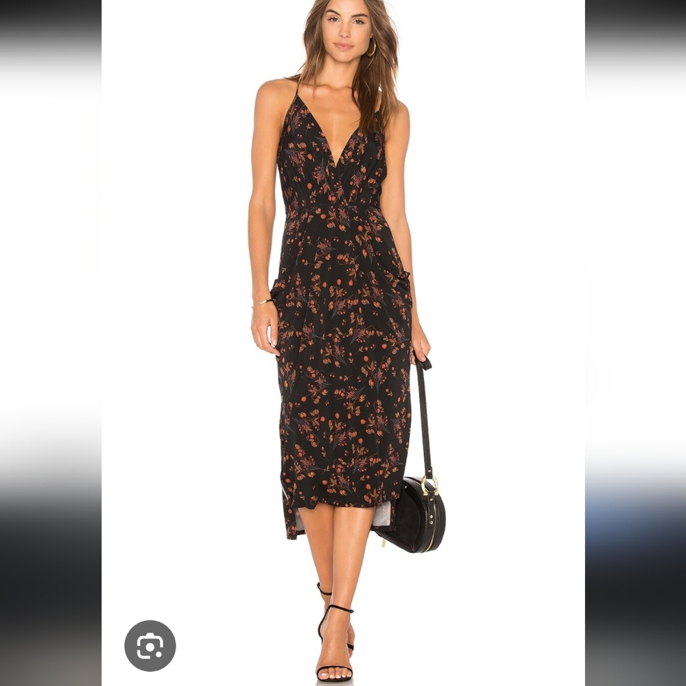 BCBGeneration Faux Wrap‎ Midi Floral Cocktail Dress Racerback Coquette Girl Sz L